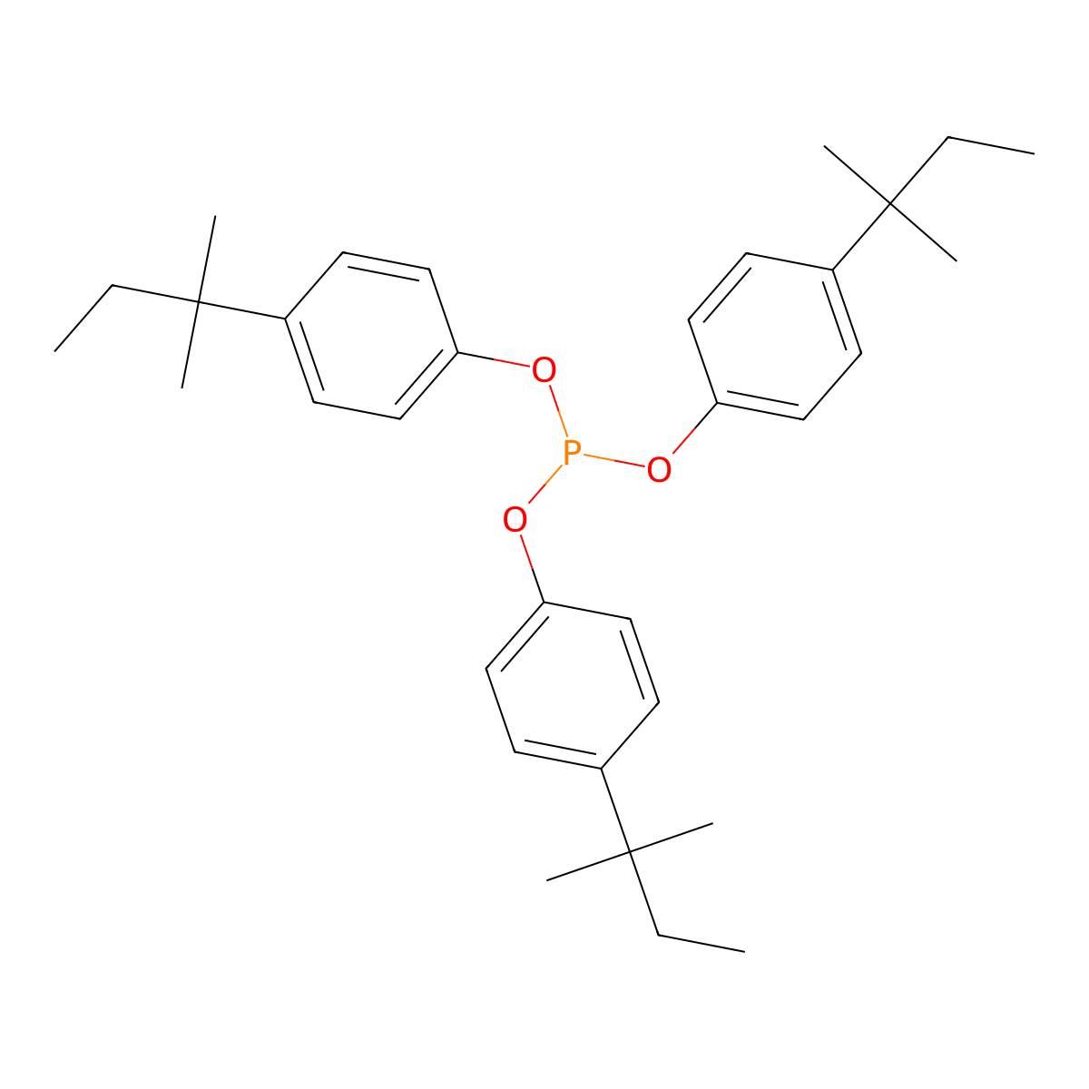 Phenol, 4-(1,1-dimethylpropyl)-, 1,1',1''-phosphite molecular structure, CAS 864-56-2