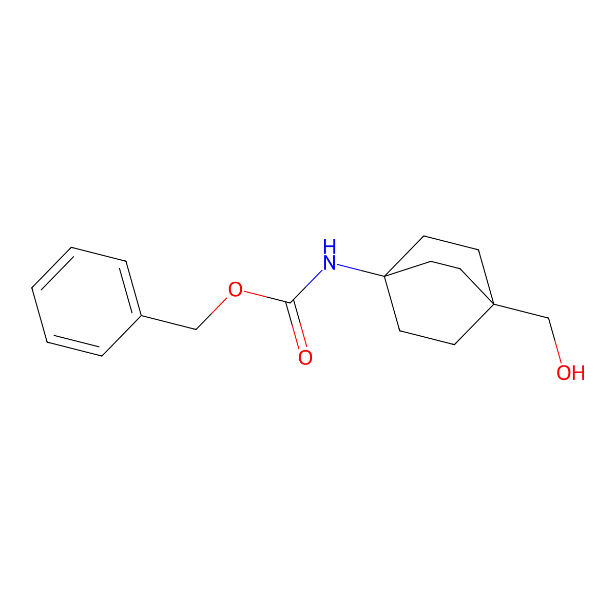 Benzyl (4-(hydroxymethyl)bicyclo[2.2.2]octan-1-yl)carbamate molecular structure, CAS 864063-55-8