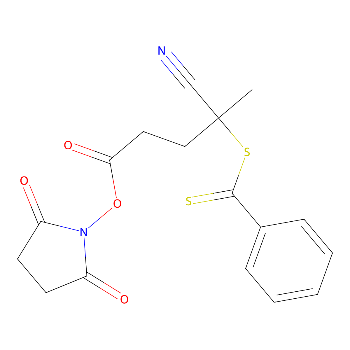 N-Succinimidyl 4-Cyano-4-(phenylcarbonothioylthio)pentanoate molecular structure, CAS 864066-74-0