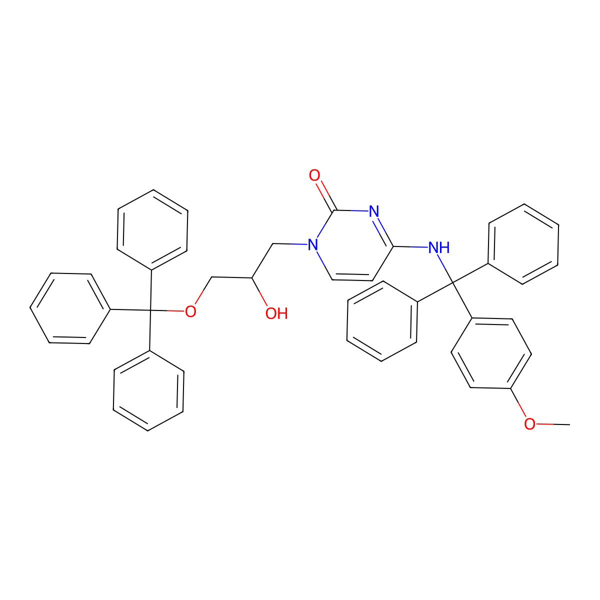 (S)-1-(2-hydroxy-3-(trityloxy)propyl)-4-(((4-methoxyphenyl)diphenylmethyl)amino)pyrimidin-2(1H)-one molecular structure, CAS 864068-43-9