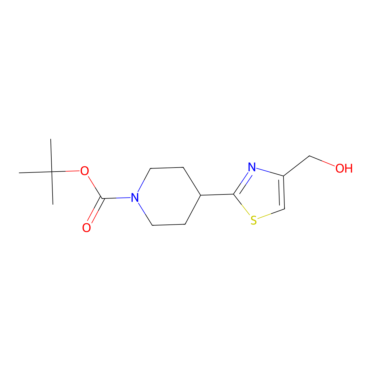 Tert-butyl 4-[4-(hydroxymethyl)-1,3-thiazol-2-yl]piperidine-1-carboxylate molecular structure, CAS 864068-79-1