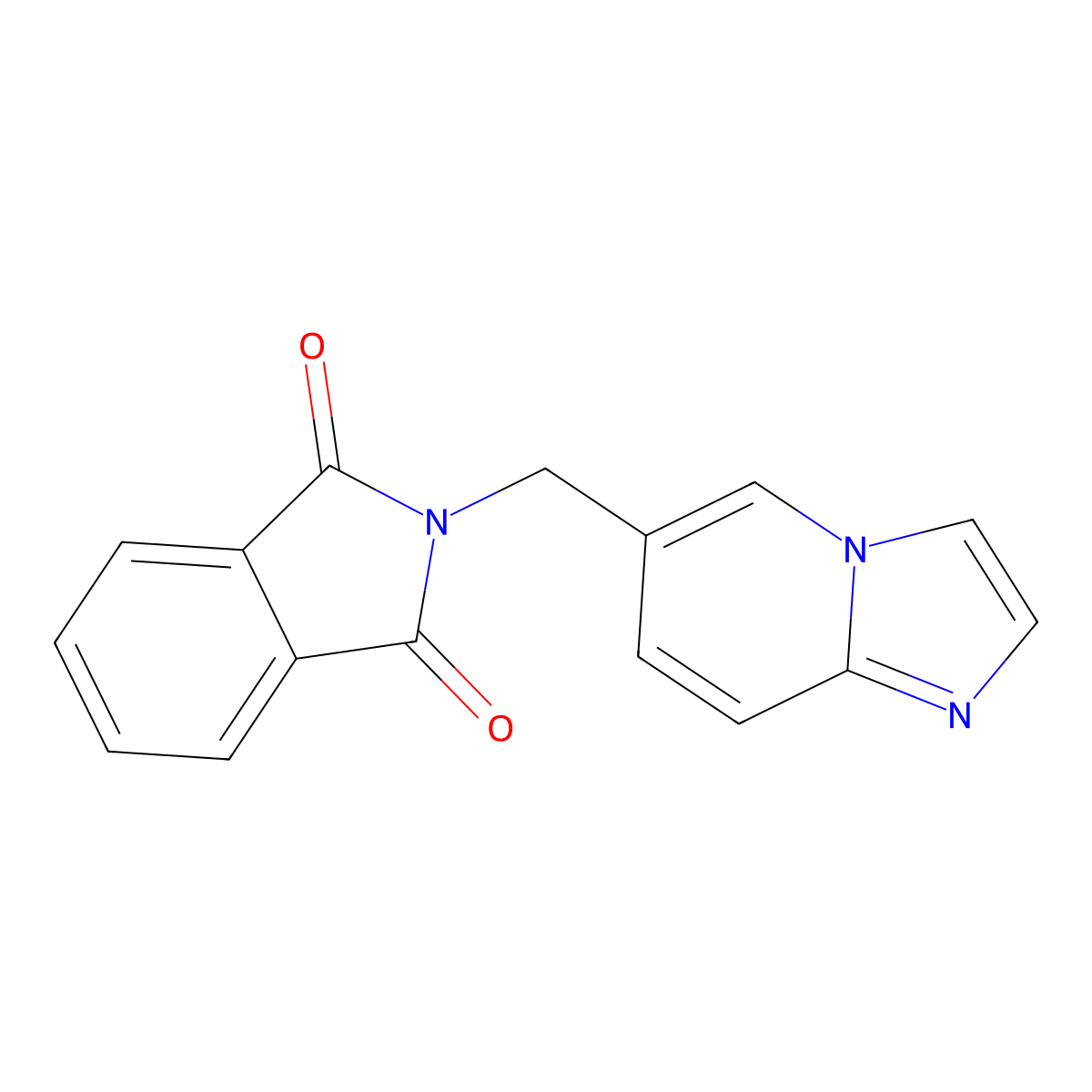 2-(Imidazo[1,2-a]pyridin-6-ylmethyl)-1H-isoindole-1,3(2H)-dione,technical molecular structure, CAS 864068-81-5