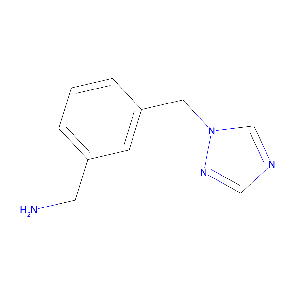 (3-((1H-1,2,4-Triazol-1-yl)methyl)phenyl)methanamine molecular structure, CAS 864068-92-8
