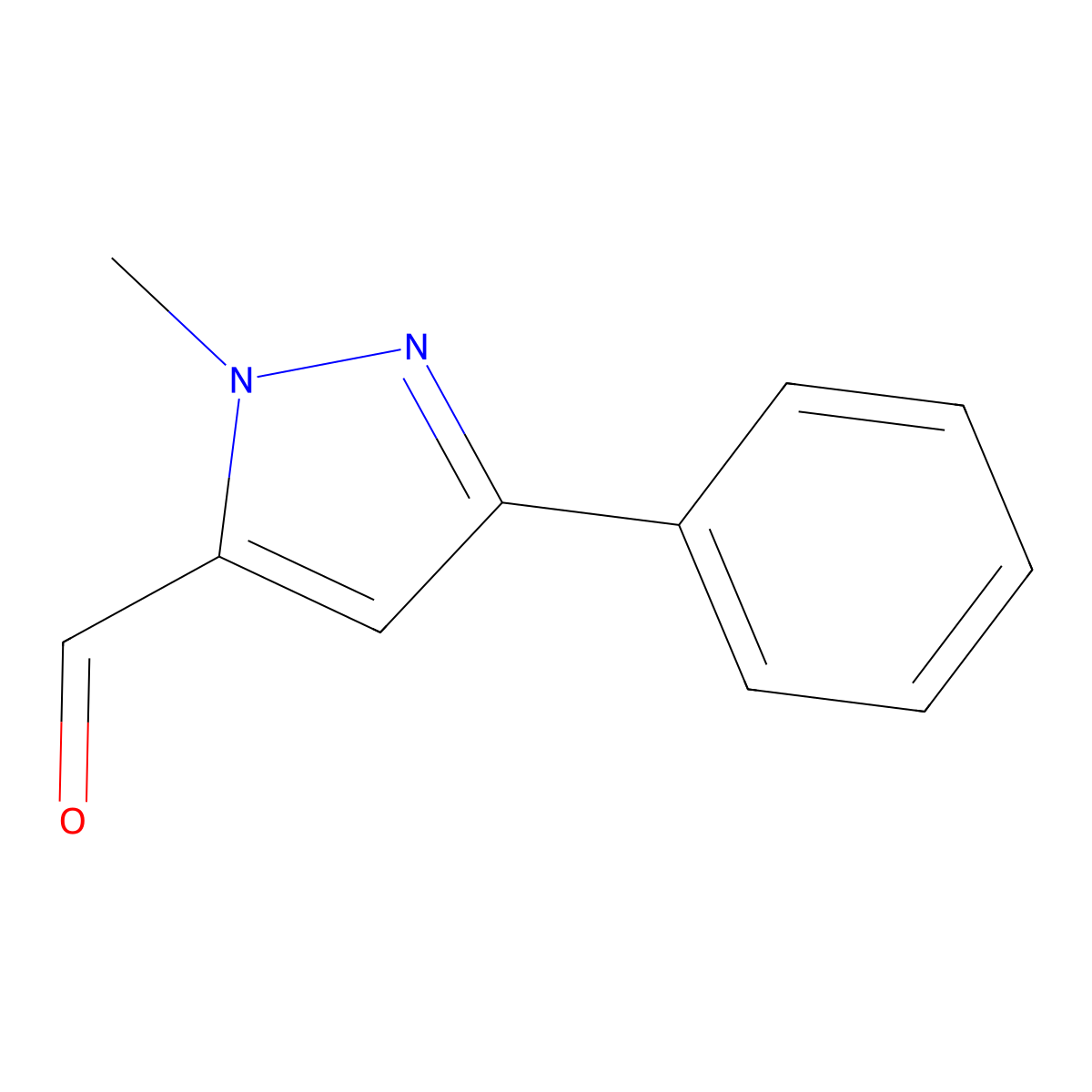 1-Methyl-3-phenyl-1H-pyrazole-5-carboxaldehyde molecular structure, CAS 864068-96-2