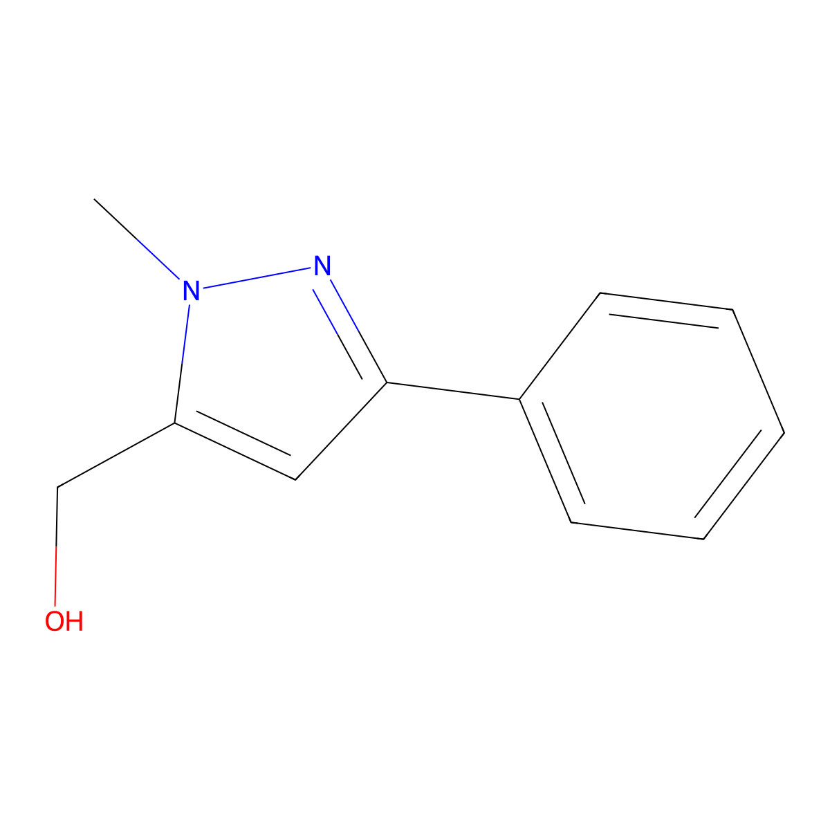 1-Methyl-3-phenyl-1H-pyrazole-5-methanol molecular structure, CAS 864068-97-3