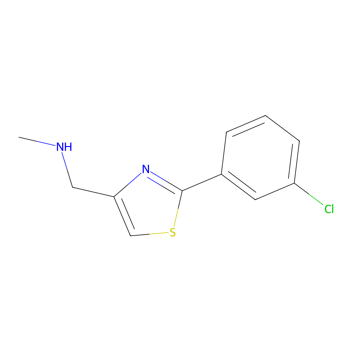 1-[2-(3-chlorophenyl)-1,3-thiazol-4-yl]-N-methylmethanamine molecular structure, CAS 864068-99-5