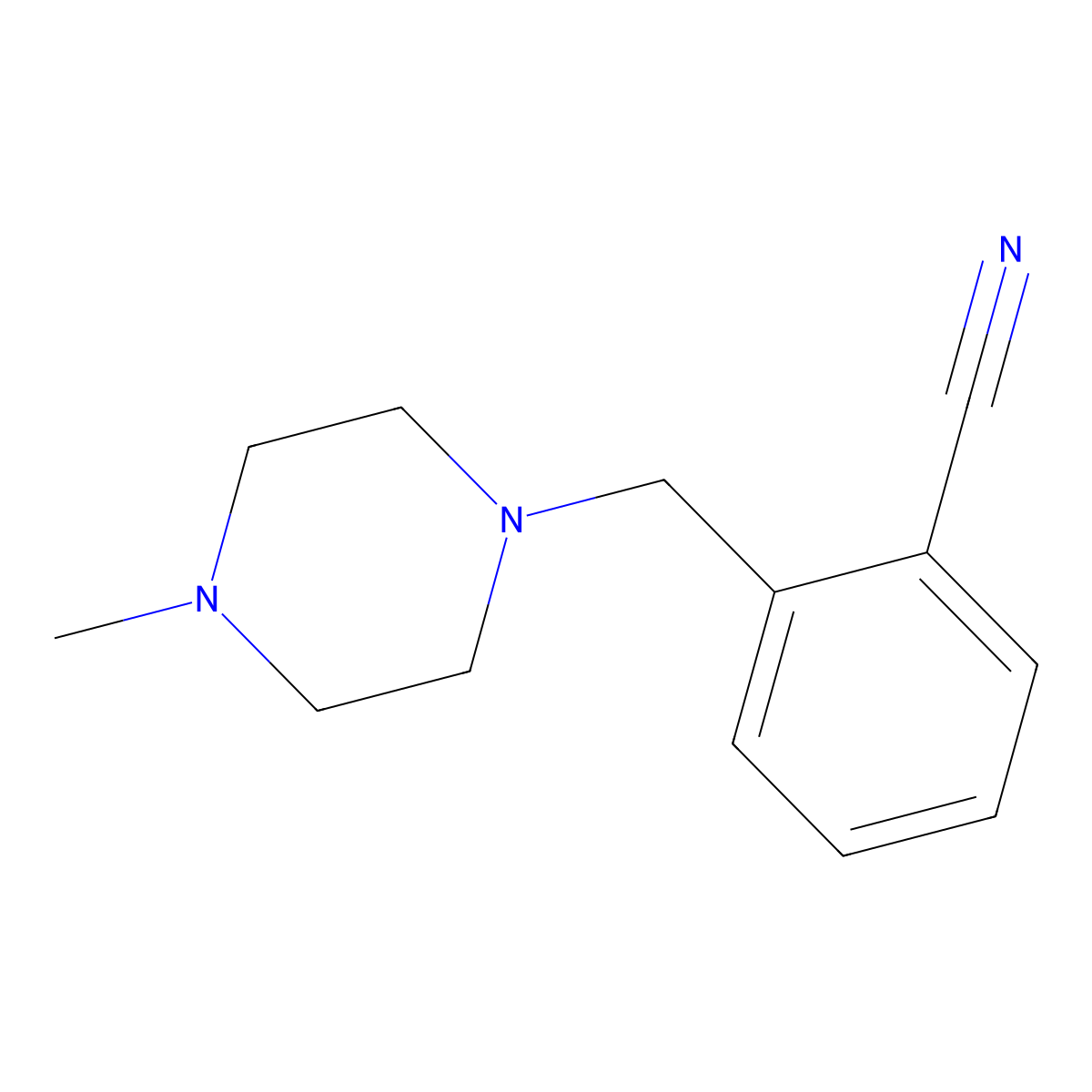 2-((4-Methylpiperazin-1-yl)methyl)benzonitrile molecular structure, CAS 864069-00-1