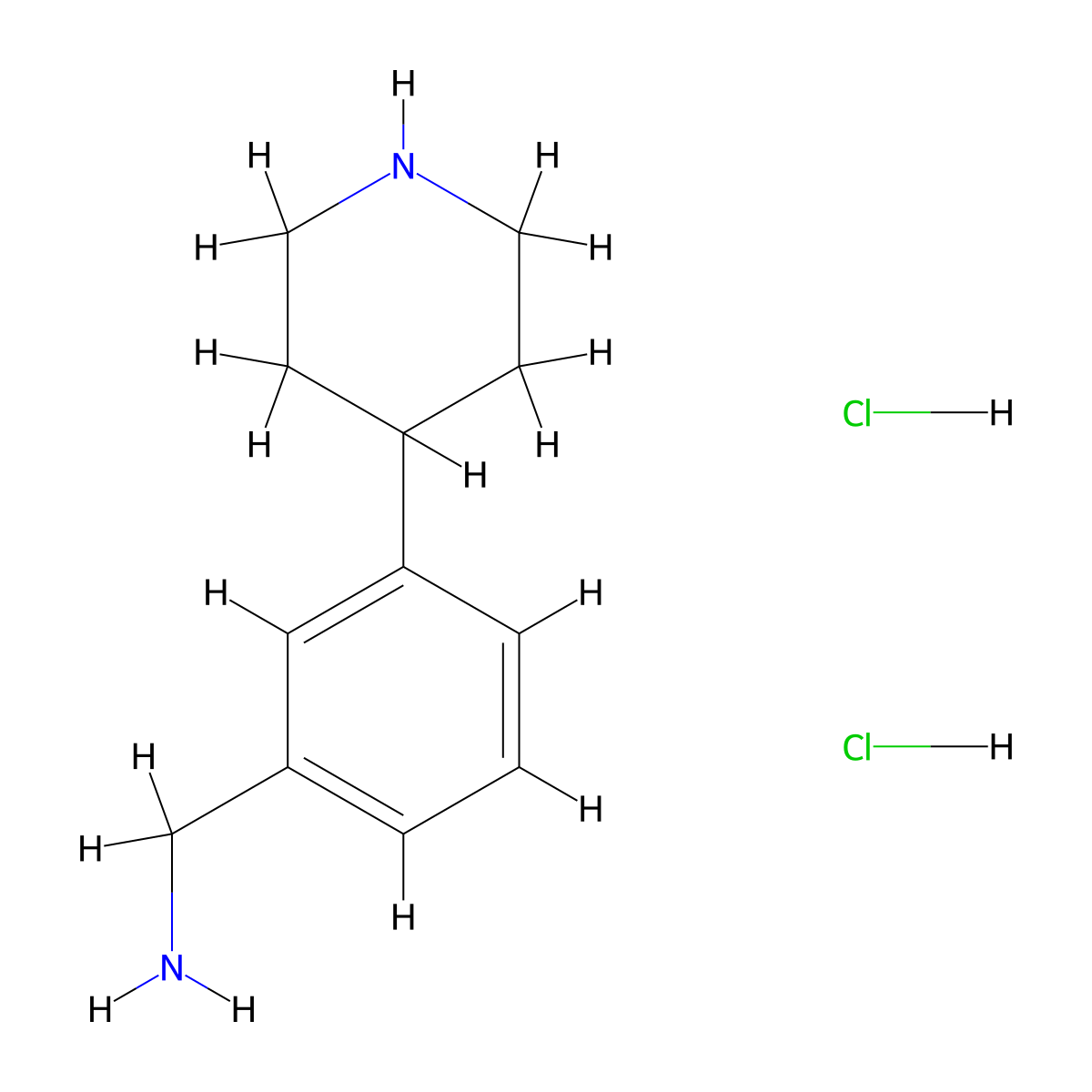 (3-(Piperidin-4-yl)phenyl)methanamine dihydrochloride molecular structure, CAS 864069-19-2