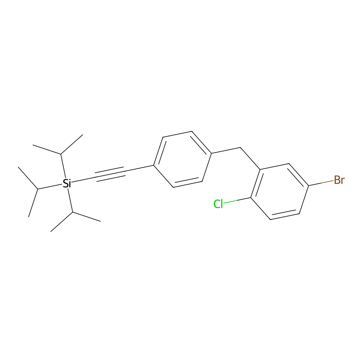 (2-(4-(5-Bromo-2-chlorobenzyl)phenyl)ethynyl)triisopropylsilane molecular structure, CAS 864070-27-9