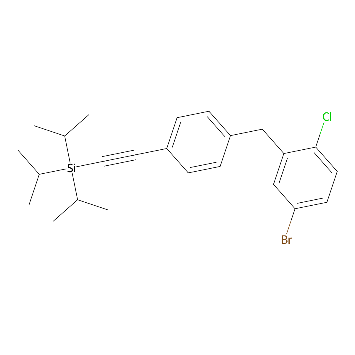 (2-(4-(5-Bromo-2-chlorobenzyl)phenyl)ethynyl)triisopropylsilane molecular structure, CAS 864070-27-9
