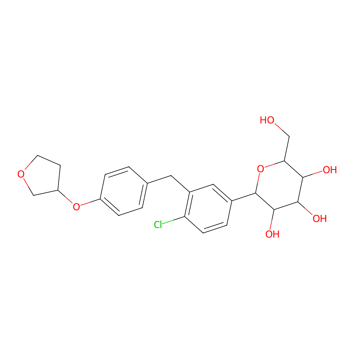 Empagliflozin molecular structure, CAS 864070-44-0
