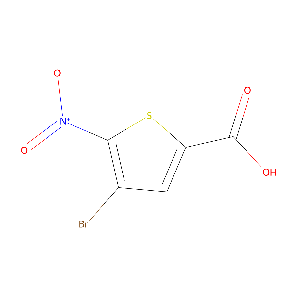 4-Bromo-5-nitrothiophene-2-carboxylic acid molecular structure, CAS 864075-31-0
