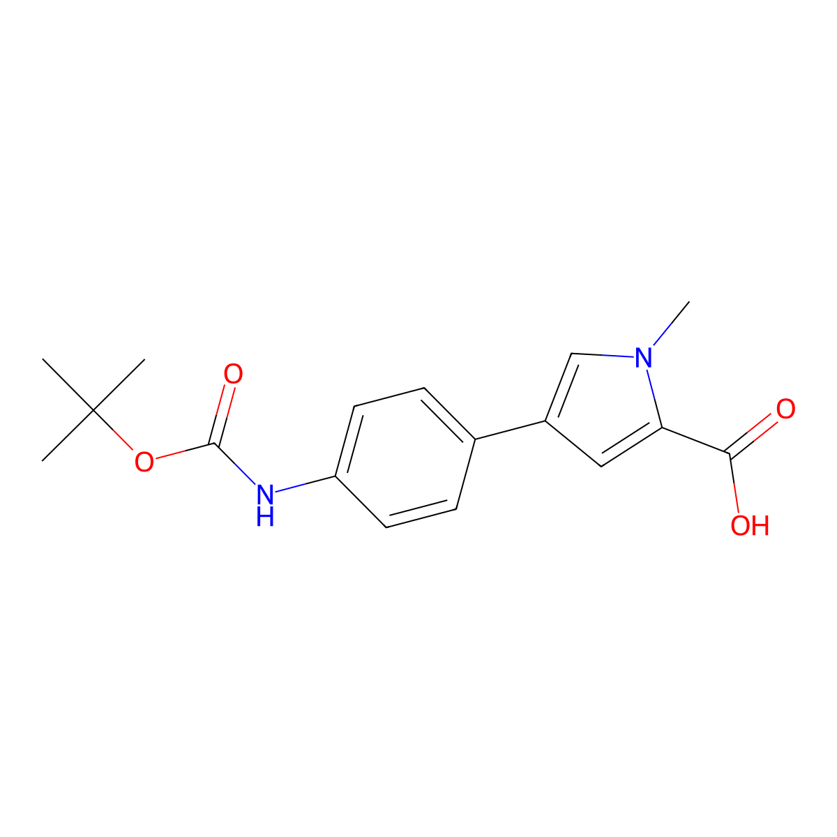 4-(4-(Tert-Butoxycarbonylamino)Phenyl)-1-Methyl-1H-Pyrrole-2-Carboxylic Acid molecular structure, CAS 864076-03-9