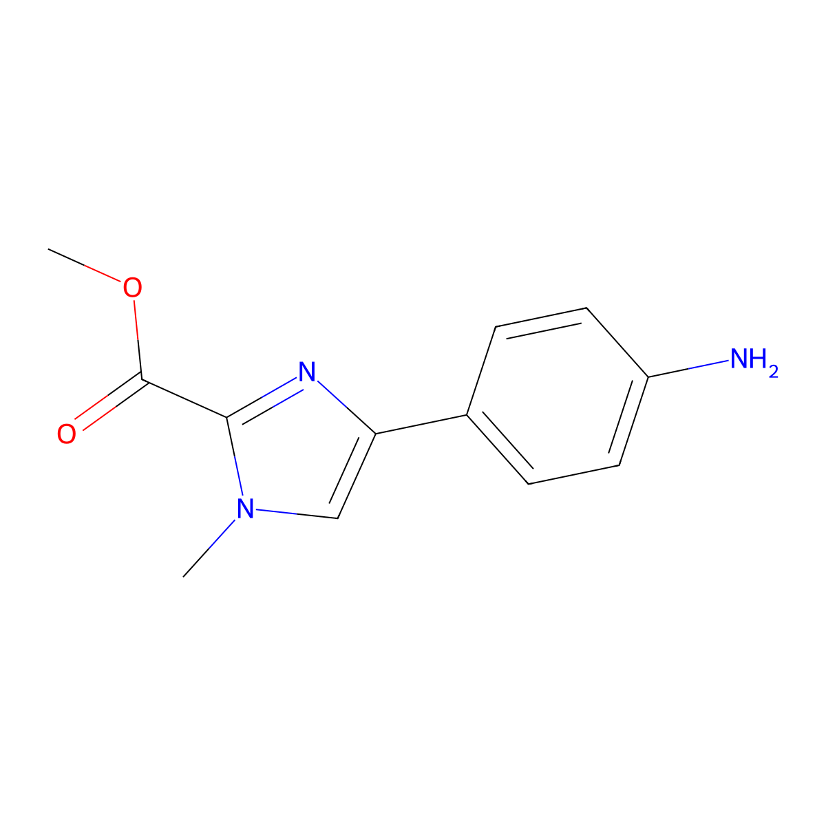 Methyl 4-(4-aminophenyl)-1-methylimidazole-2-carboxylate molecular structure, CAS 864076-06-2