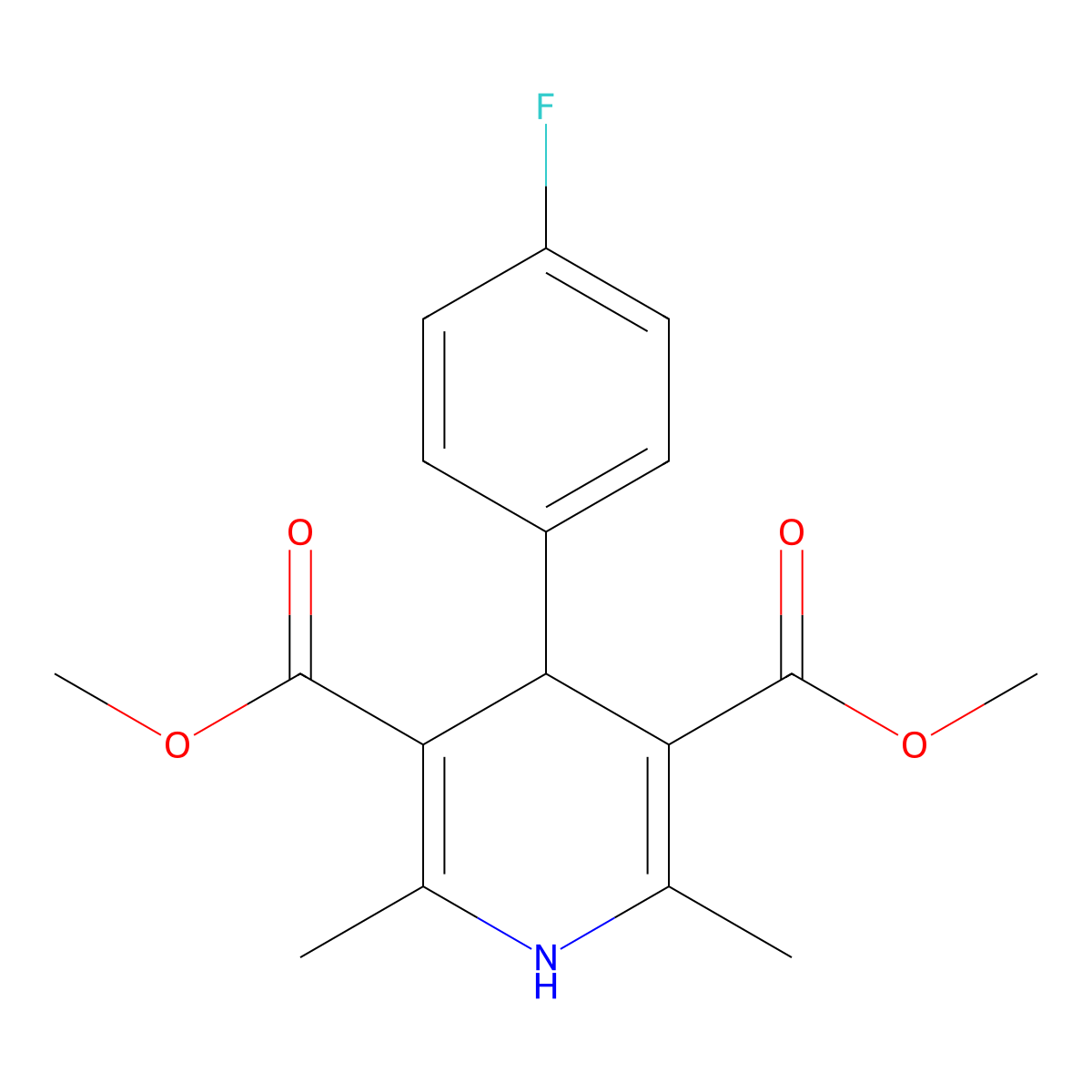Dimethyl 4-(4-fluorophenyl)-2,6-dimethyl-1,4-dihydropyridine-3,5-dicarboxylate molecular structure, CAS 86408-10-8
