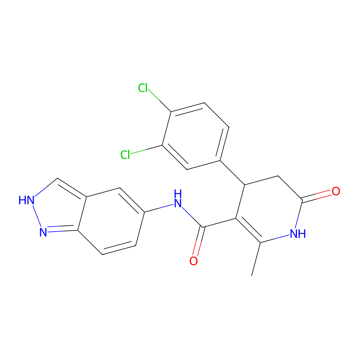 4-(3,4-dichlorophenyl)-N-1H-indazol-5-yl-2-methyl-6-oxo-1,4,5,6-tetrahydropyridine-3-carboxamide molecular structure, CAS 864082-35-9