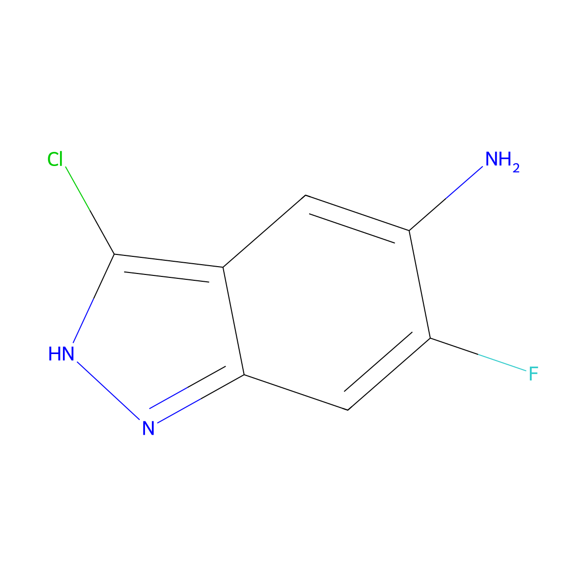 3-chloro-6-fluoro-1H-indazol-5-amine molecular structure, CAS 864082-73-5