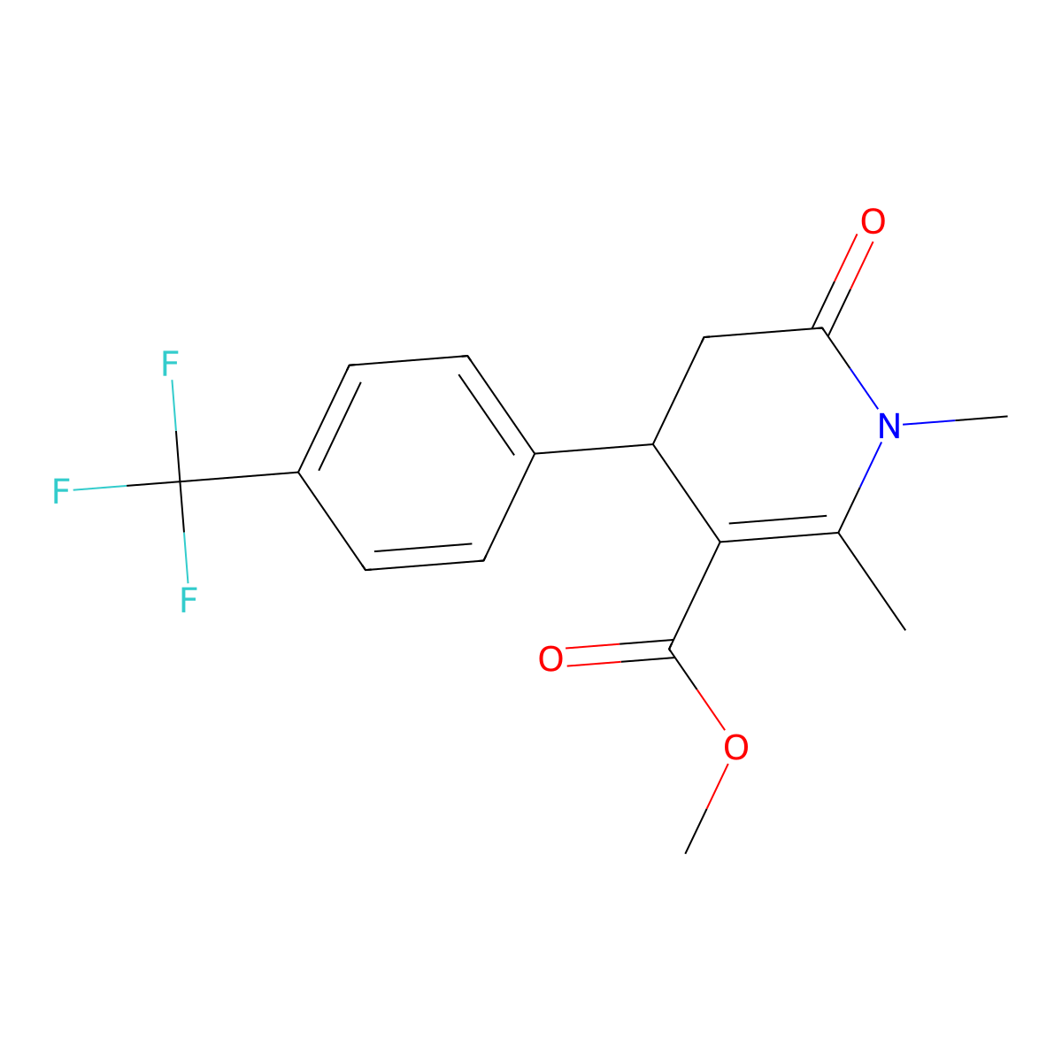 Methyl 1,2-dimethyl-6-oxo-4-[4-(trifluoromethyl)phenyl]-1,4,5,6-tetrahydropyridine-3-carboxylate molecular structure, CAS 864082-76-8