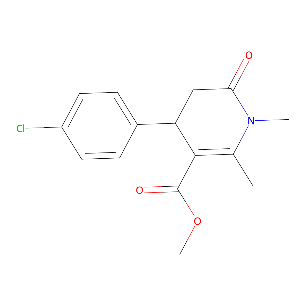 Methyl 4-(4-chlorophenyl)-1,2-dimethyl-6-oxo-1,4,5,6-tetrahydropyridine-3-carboxylate molecular structure, CAS 864082-97-3