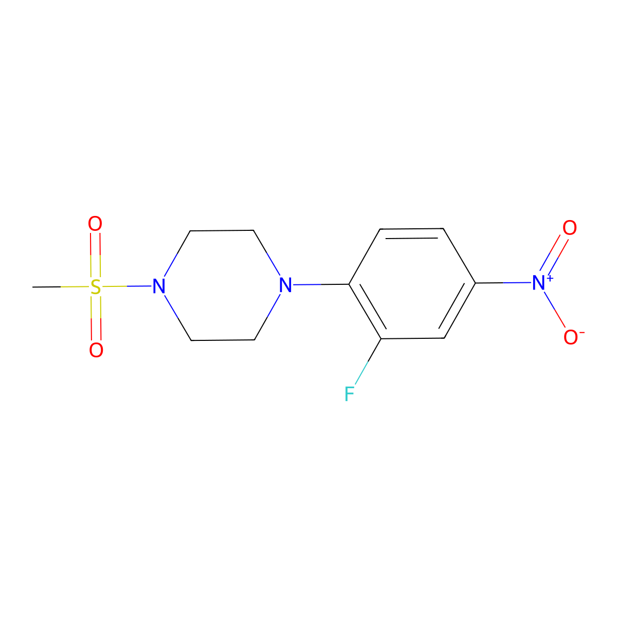 1-(2-Fluoro-4-nitrophenyl)-4-(methylsulfonyl)piperazine molecular structure, CAS 864146-94-1