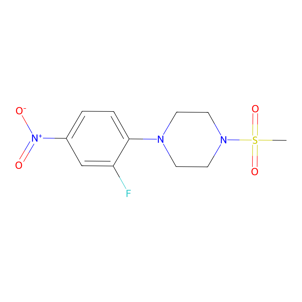 1-(2-Fluoro-4-nitrophenyl)-4-(methylsulfonyl)piperazine molecular structure, CAS 864146-94-1