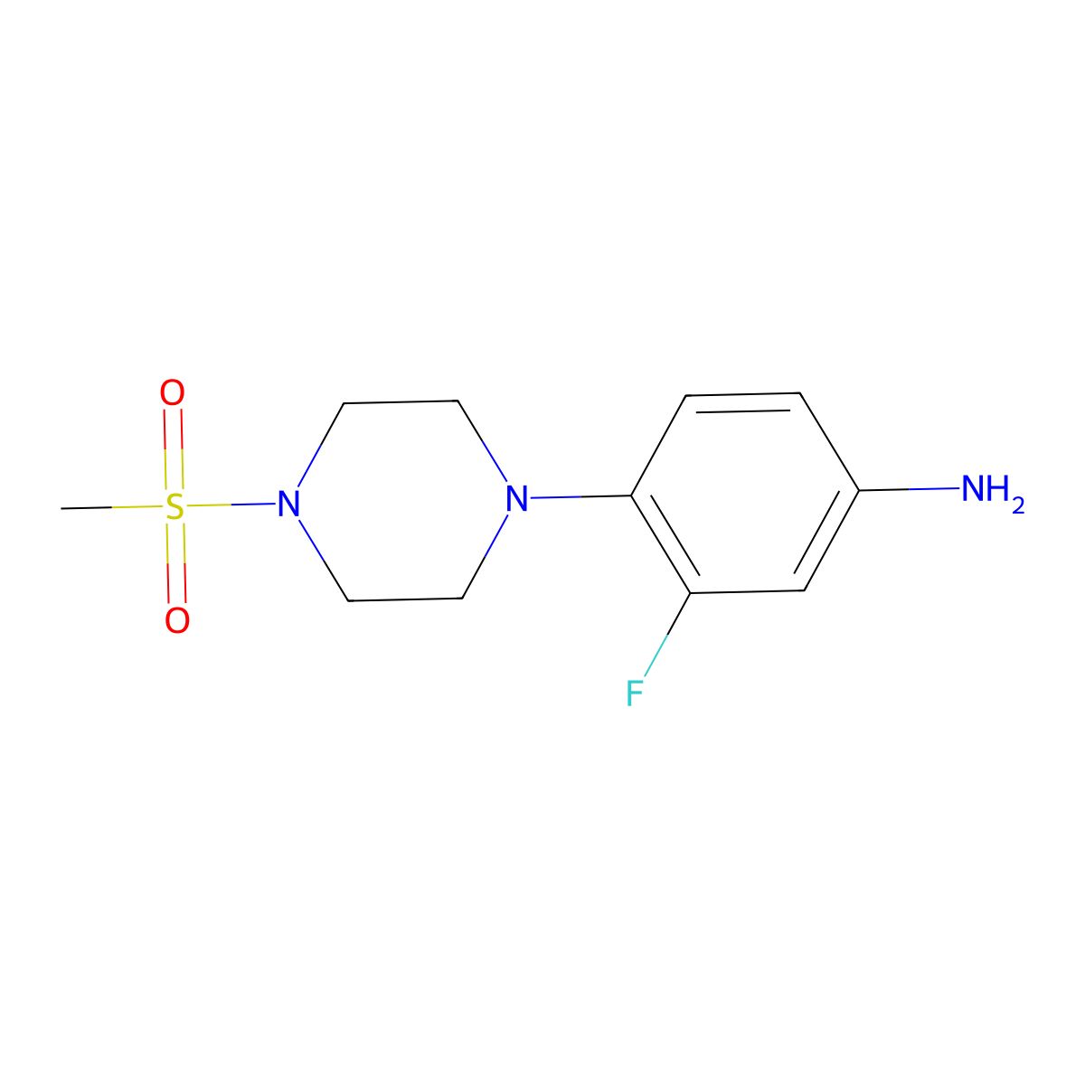 3-Fluoro-4-[4-(methylsulfonyl)piperazino]aniline molecular structure, CAS 864146-96-3