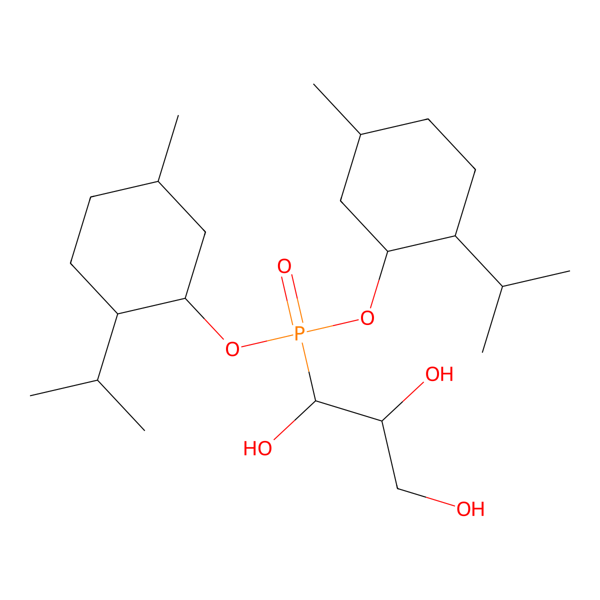 Bis((1R,2S,5R)-2-isopropyl-5-methylcyclohexyl) ((1R,2R)-1,2,3-trihydroxypropyl)phosphonate molecular structure, CAS 864166-20-1