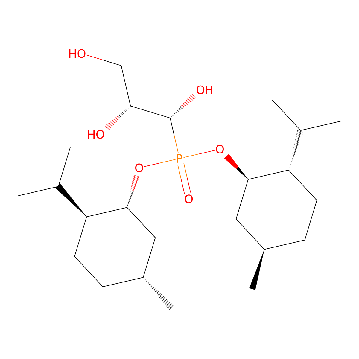 Bis((1R,2S,5R)-2-isopropyl-5-methylcyclohexyl) ((1R,2R)-1,2,3-trihydroxypropyl)phosphonate molecular structure, CAS 864166-20-1