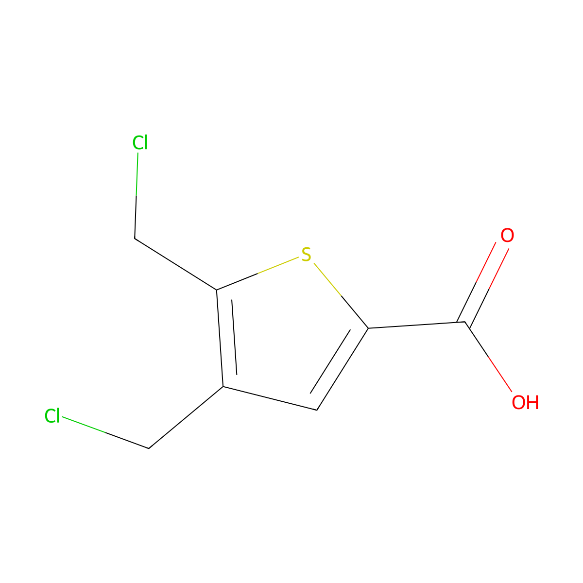 4,5-Bis(chloromethyl)thiophene-2-carboxylic acid molecular structure, CAS 864174-03-8