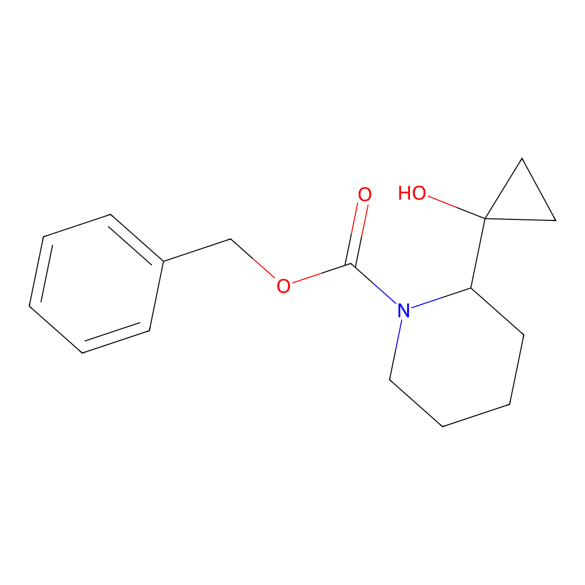Benzyl 2-(1-hydroxycyclopropyl)piperidine-1-carboxylate molecular structure, CAS 864228-81-9