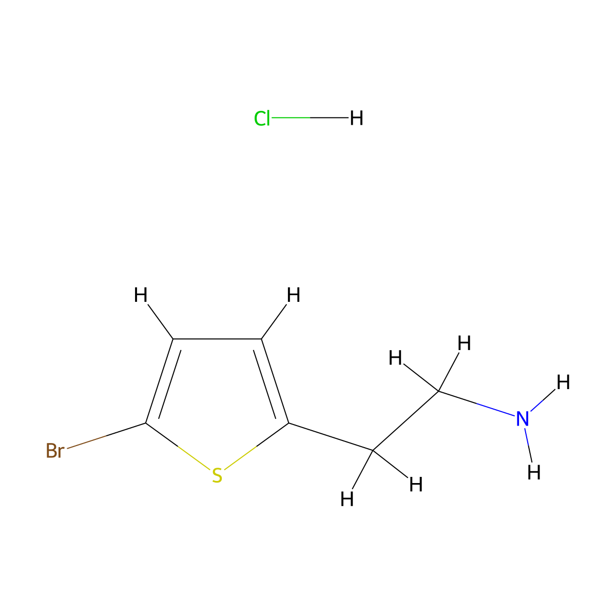 2-(5-Bromothiophen-2-yl)ethan-1-amine--hydrogen chloride (1/1) molecular structure, CAS 86423-47-4