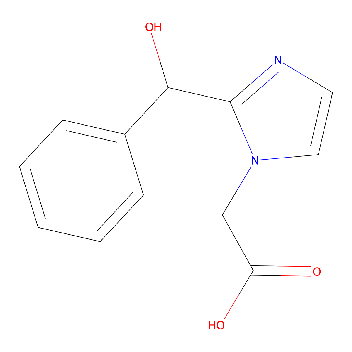 2-[2-[Hydroxy(phenyl)methyl]imidazol-1-yl]acetic acid molecular structure, CAS 864231-67-4