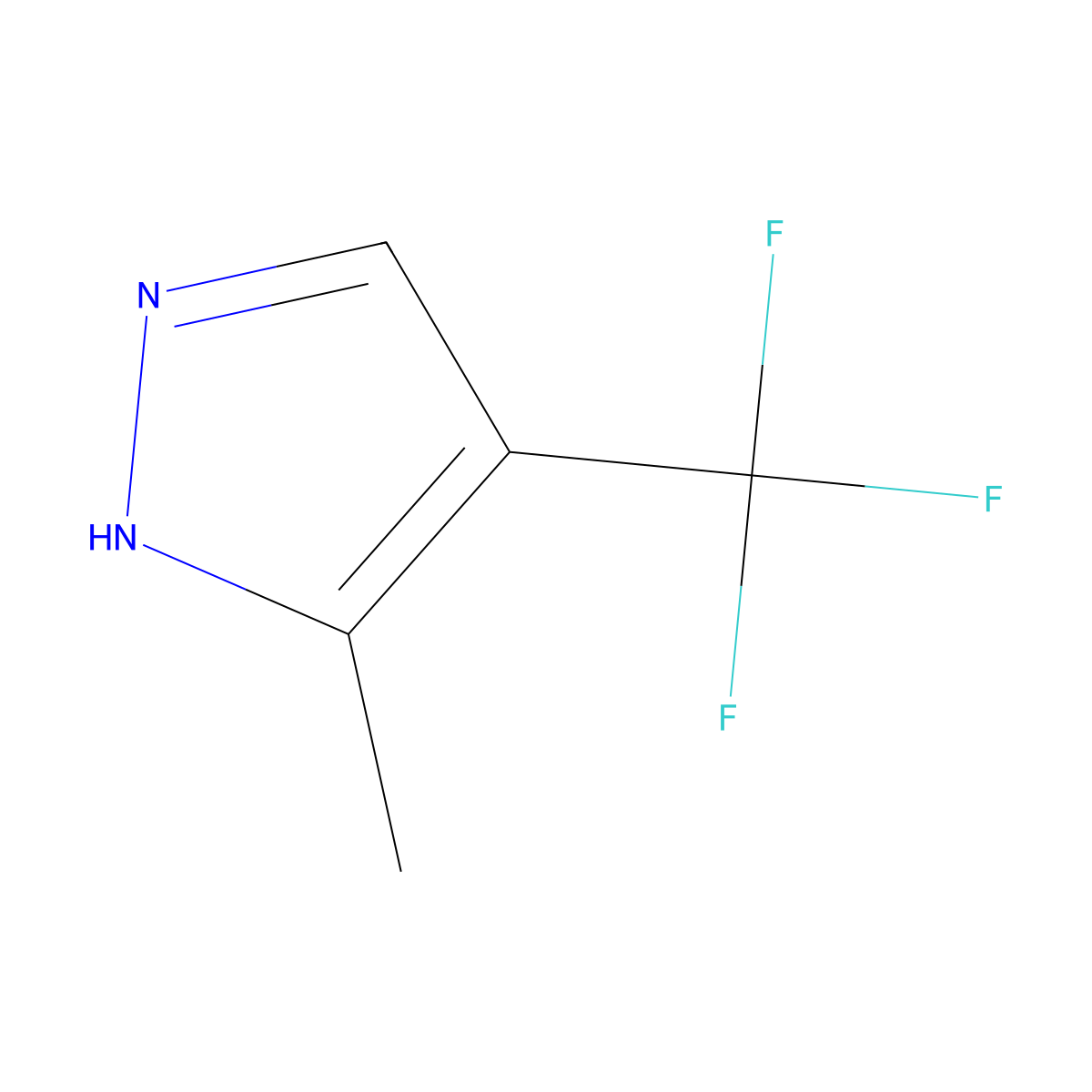 3-methyl-4-(trifluoromethyl)-1H-pyrazole molecular structure, CAS 864239-61-2