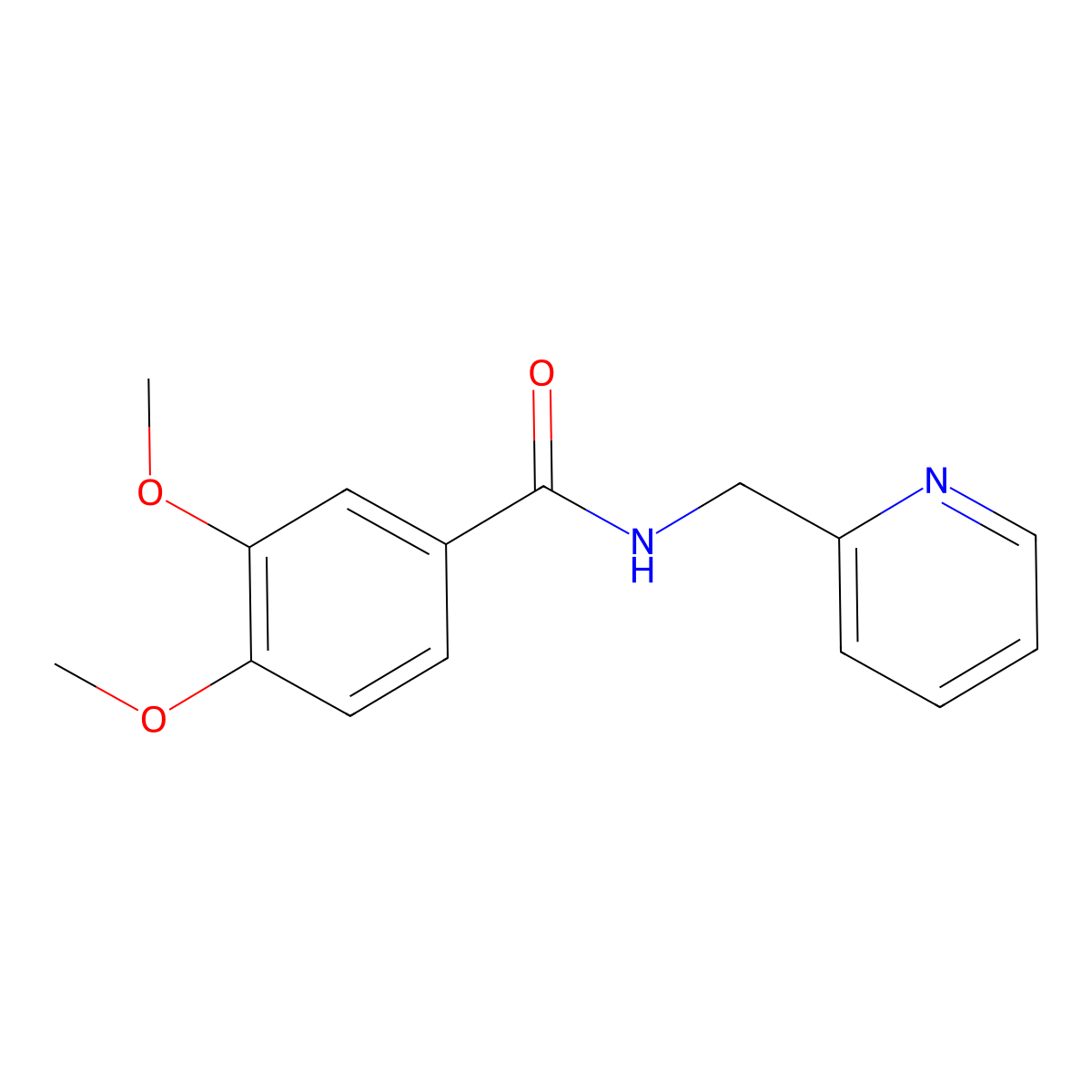3,4-dimethoxy-N-(pyridin-2-ylmethyl)benzamide molecular structure, CAS 86425-45-8