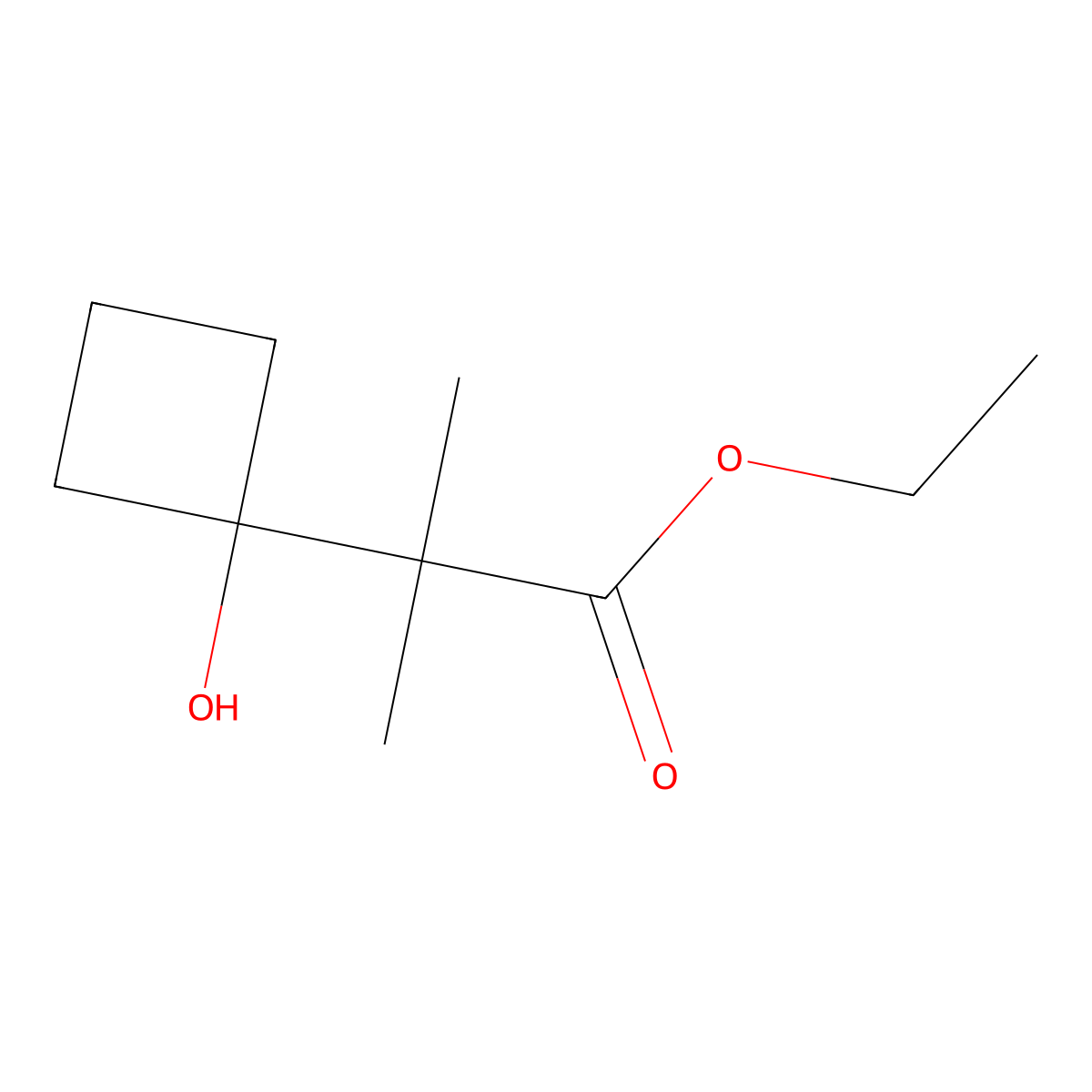 Ethyl 2-(1-hydroxycyclobutyl)-2-methylpropanoate molecular structure, CAS 86426-02-0