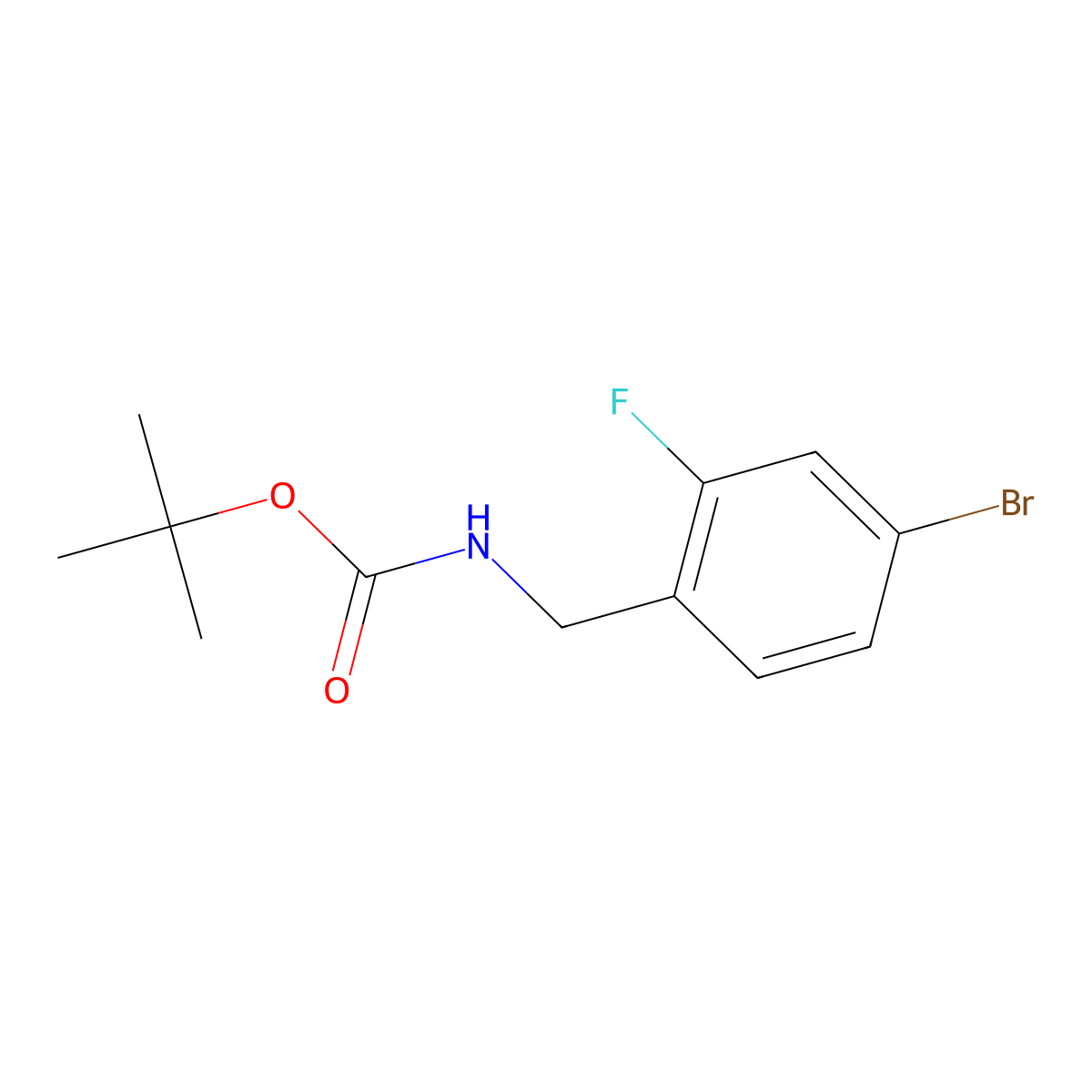 Tert-butyl 4-bromo-2-fluorobenzylcarbamate molecular structure, CAS 864262-97-5
