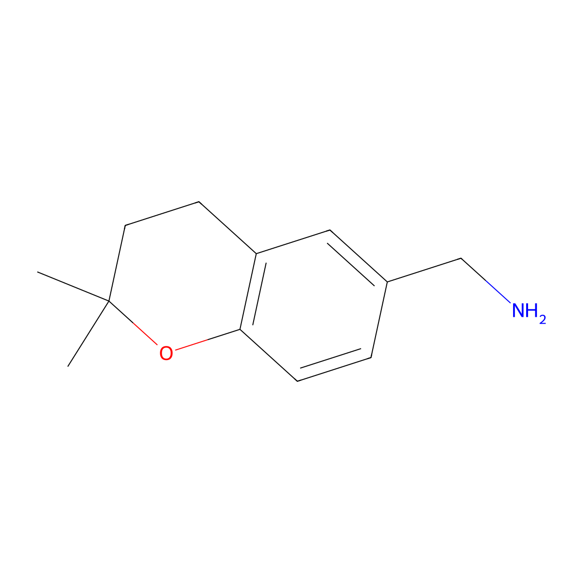 (2,2-dimethyl-3,4-dihydro-2H-1-benzopyran-6-yl)methanamine molecular structure, CAS 864263-35-4