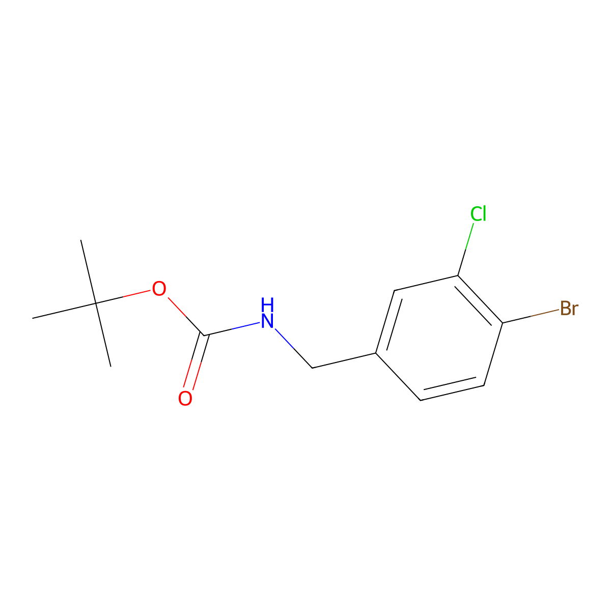 Tert-butyl (4-bromo-3-chlorobenzyl)carbamate molecular structure, CAS 864266-05-7