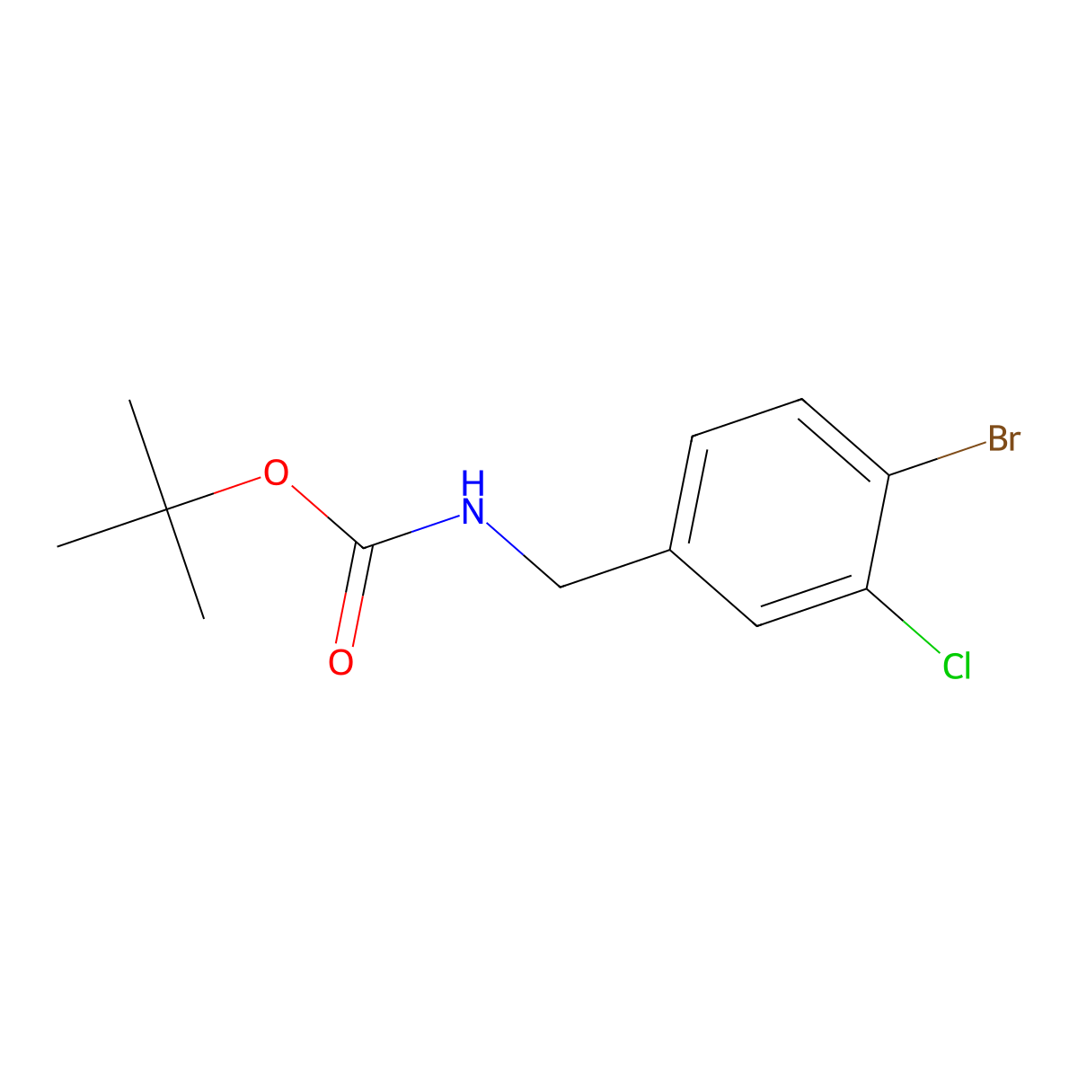 Tert-butyl (4-bromo-3-chlorobenzyl)carbamate molecular structure, CAS 864266-05-7