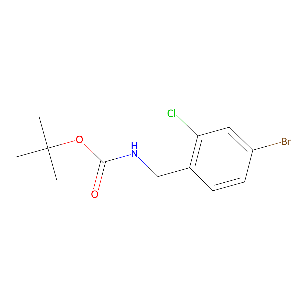 Tert-butyl 4-bromo-2-chlorobenzylcarbamate molecular structure, CAS 864266-10-4