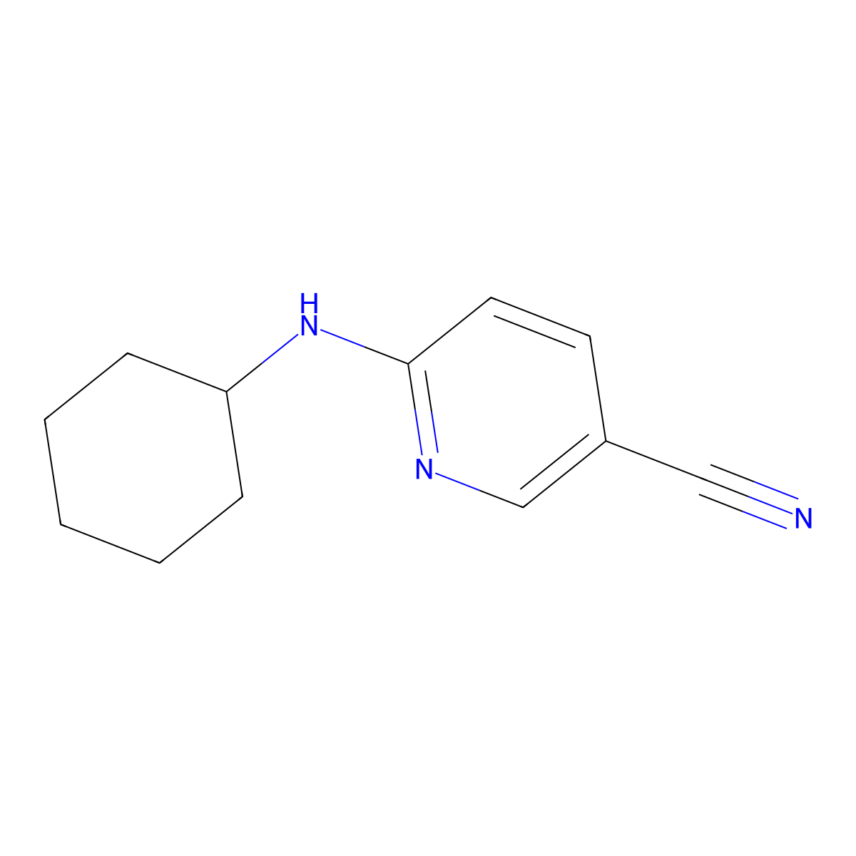 6-(Cyclohexylamino)pyridine-3-carbonitrile molecular structure, CAS 864266-46-6