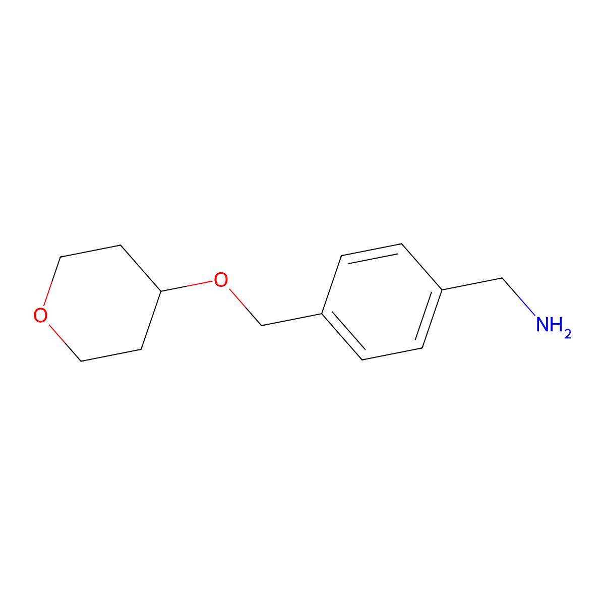 {4-[(Oxan-4-yloxy)methyl]phenyl}methanamine molecular structure, CAS 864266-78-4