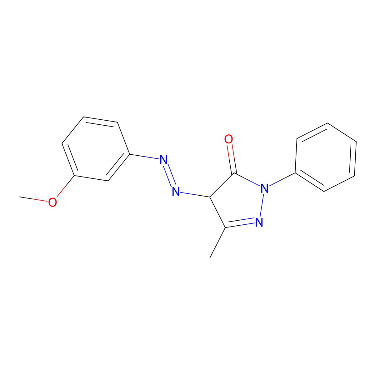 2,4-Dihydro-4-((3-methoxyphenyl)azo)-5-methyl-2-phenyl-3H-pyrazol-3-one molecular structure, CAS 86427-68-1