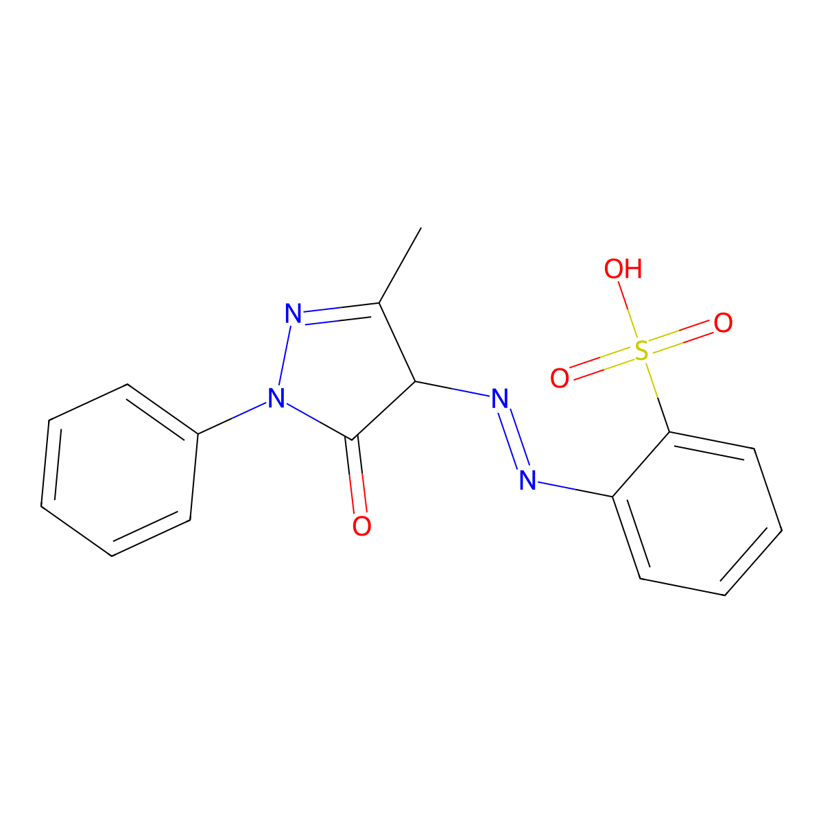 2-((3-Methyl-5-oxo-1-phenyl-4,5-dihydro-1H-pyrazol-4-yl)diazenyl)benzenesulfonic acid molecular structure, CAS 86427-71-6