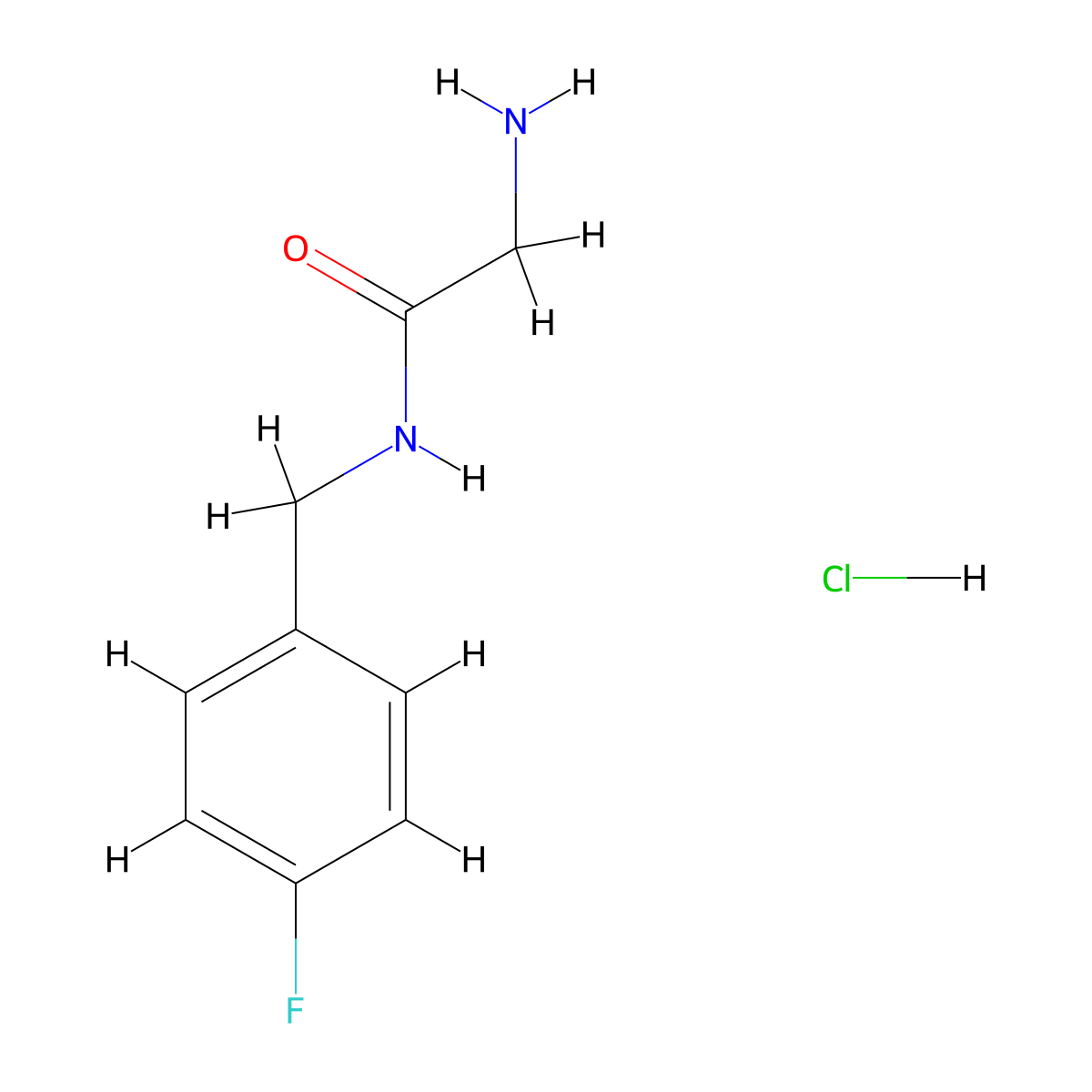 2-amino-N-[(4-fluorophenyl)methyl]acetamide hydrochloride molecular structure, CAS 864273-00-7