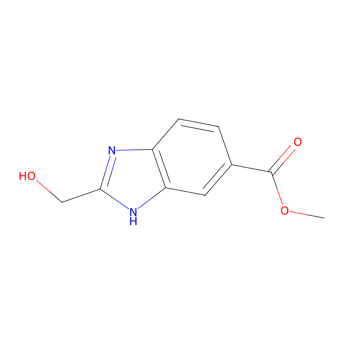 Methyl 2-(hydroxymethyl)-1H-benzo[d]imidazole-6-carboxylate molecular structure, CAS 864274-34-0
