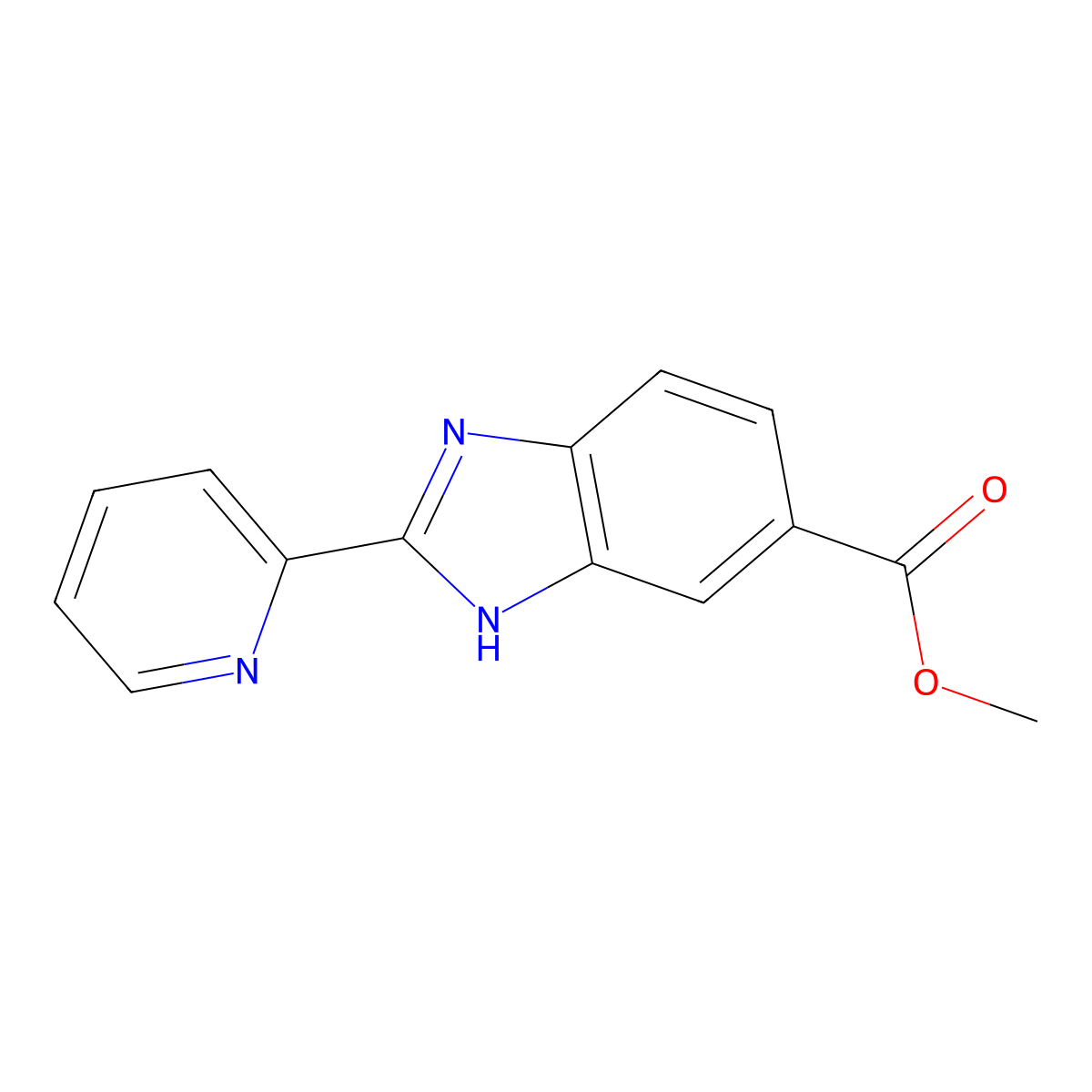 methyl 2-(2-pyridinyl)-1H-benzimidazole-5-carboxylate molecular structure, CAS 864274-78-2