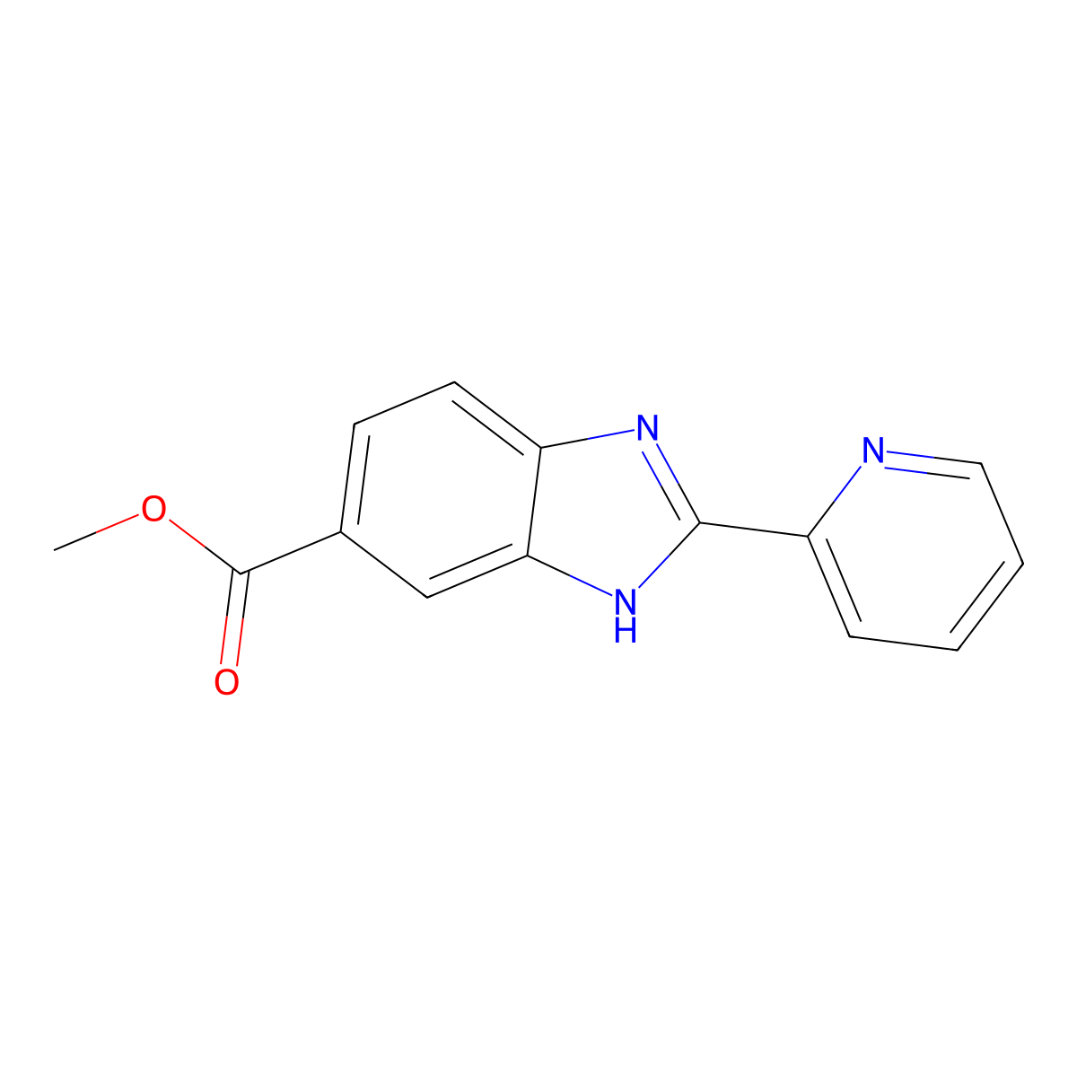 methyl 2-(2-pyridinyl)-1H-benzimidazole-5-carboxylate molecular structure, CAS 864274-78-2