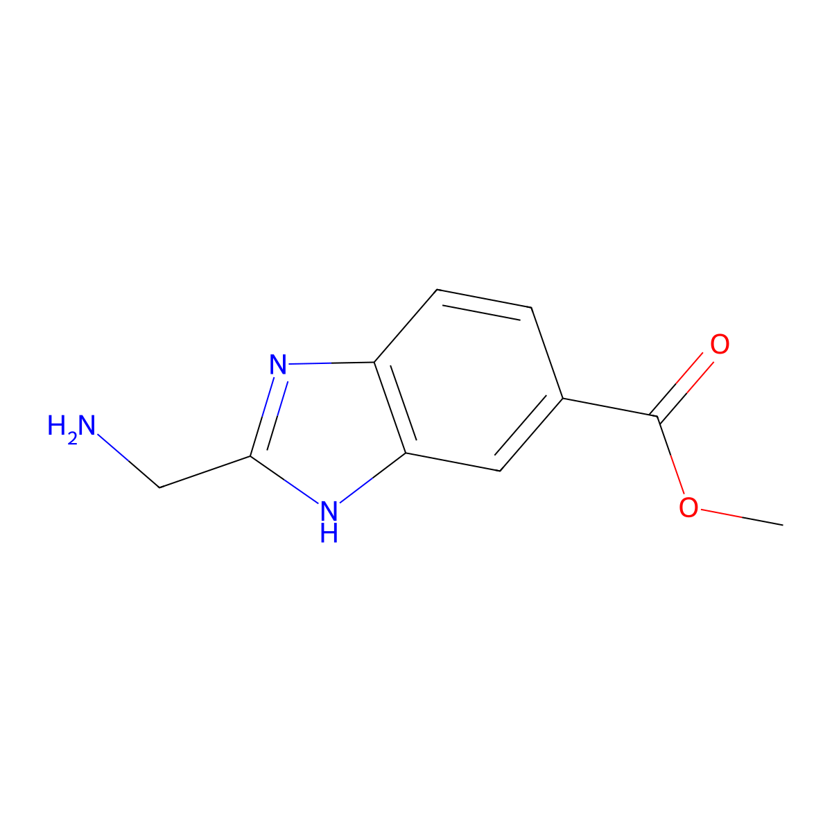 Methyl 2-(aminomethyl)-1H-1,3-benzodiazole-5-carboxylate molecular structure, CAS 864274-95-3