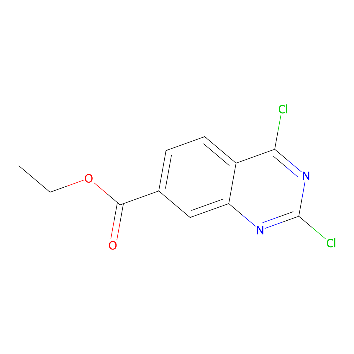 Ethyl 2,4-dichloroquinazoline-7-carboxylate molecular structure, CAS 864291-31-6